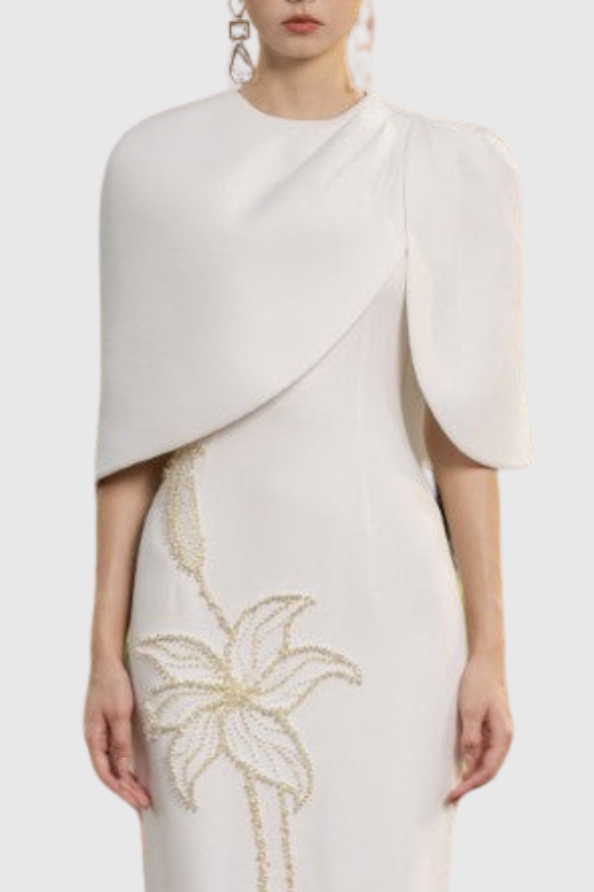 Naliyah Floral Pearl Cape Maxi Dress