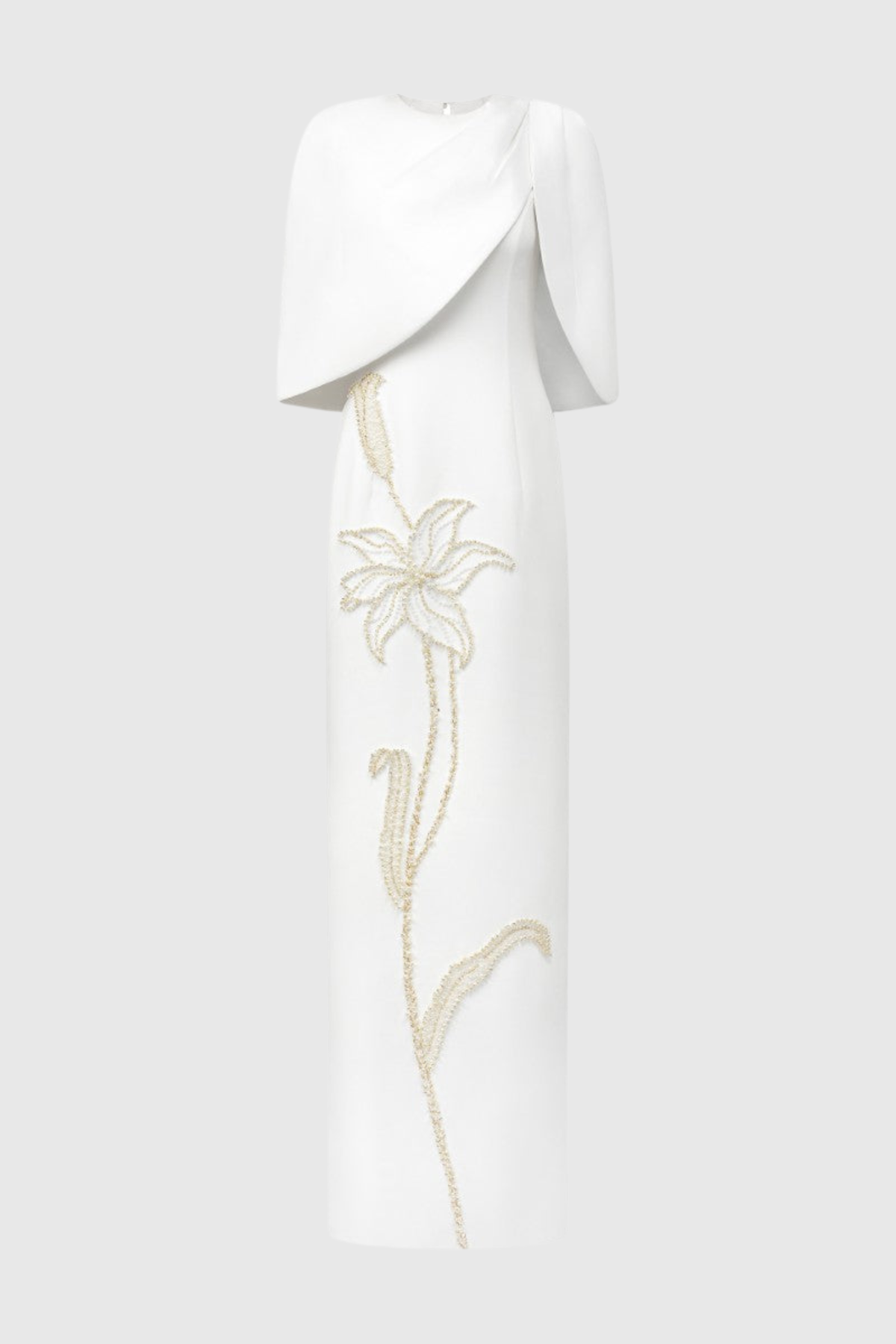 Naliyah Floral Pearl Cape Maxi Dress