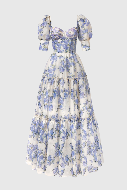 Nana off Shoulder Floral Print Maxi Dress - Purple
