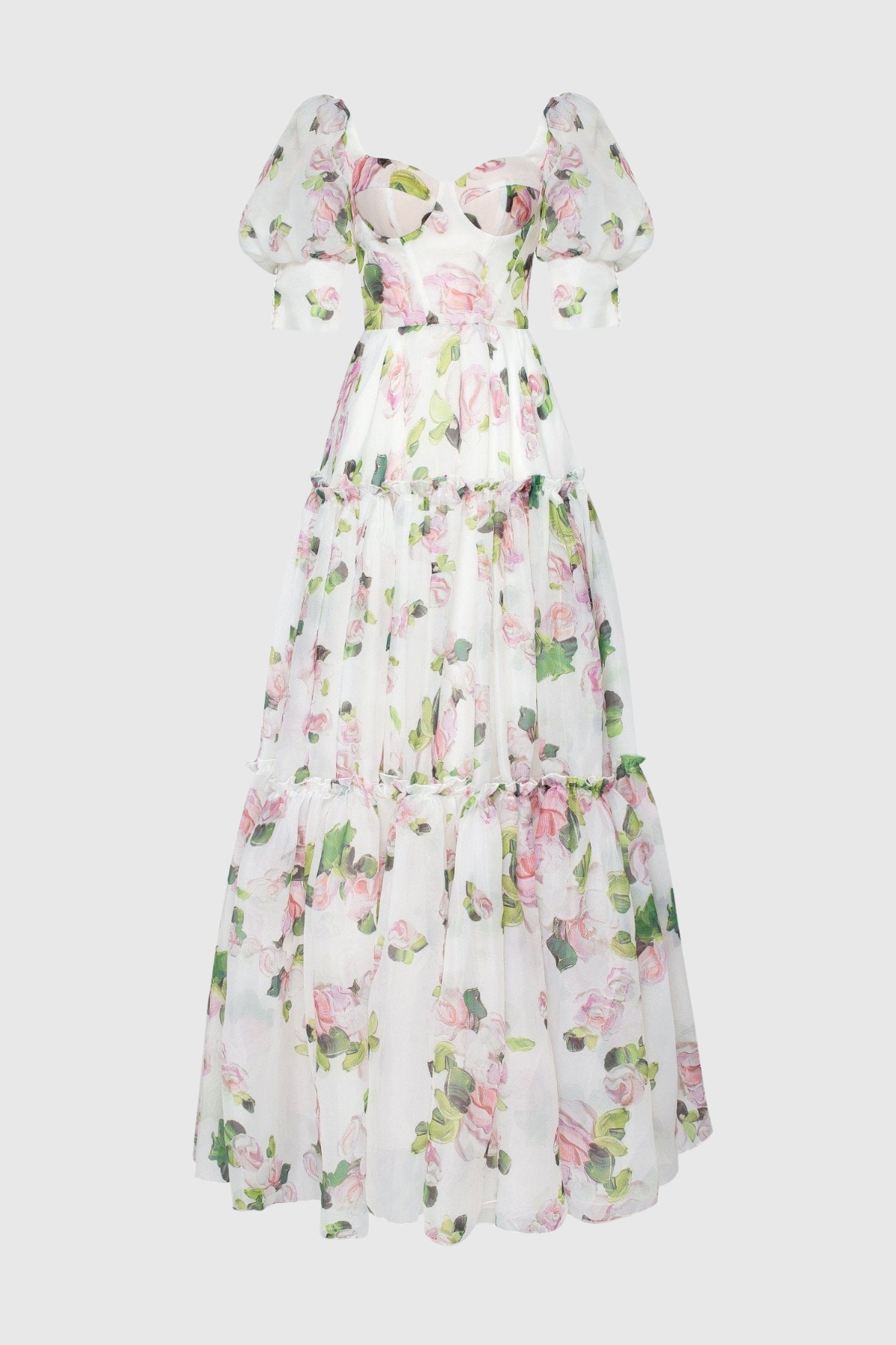 Nana off Shoulder Floral Print Maxi Dress - White