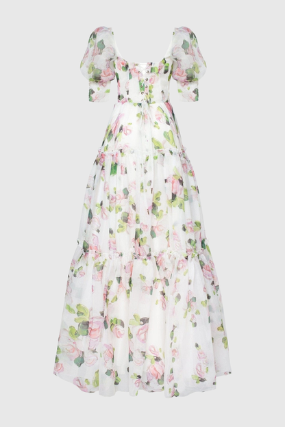 Nana off Shoulder Floral Print Maxi Dress - White