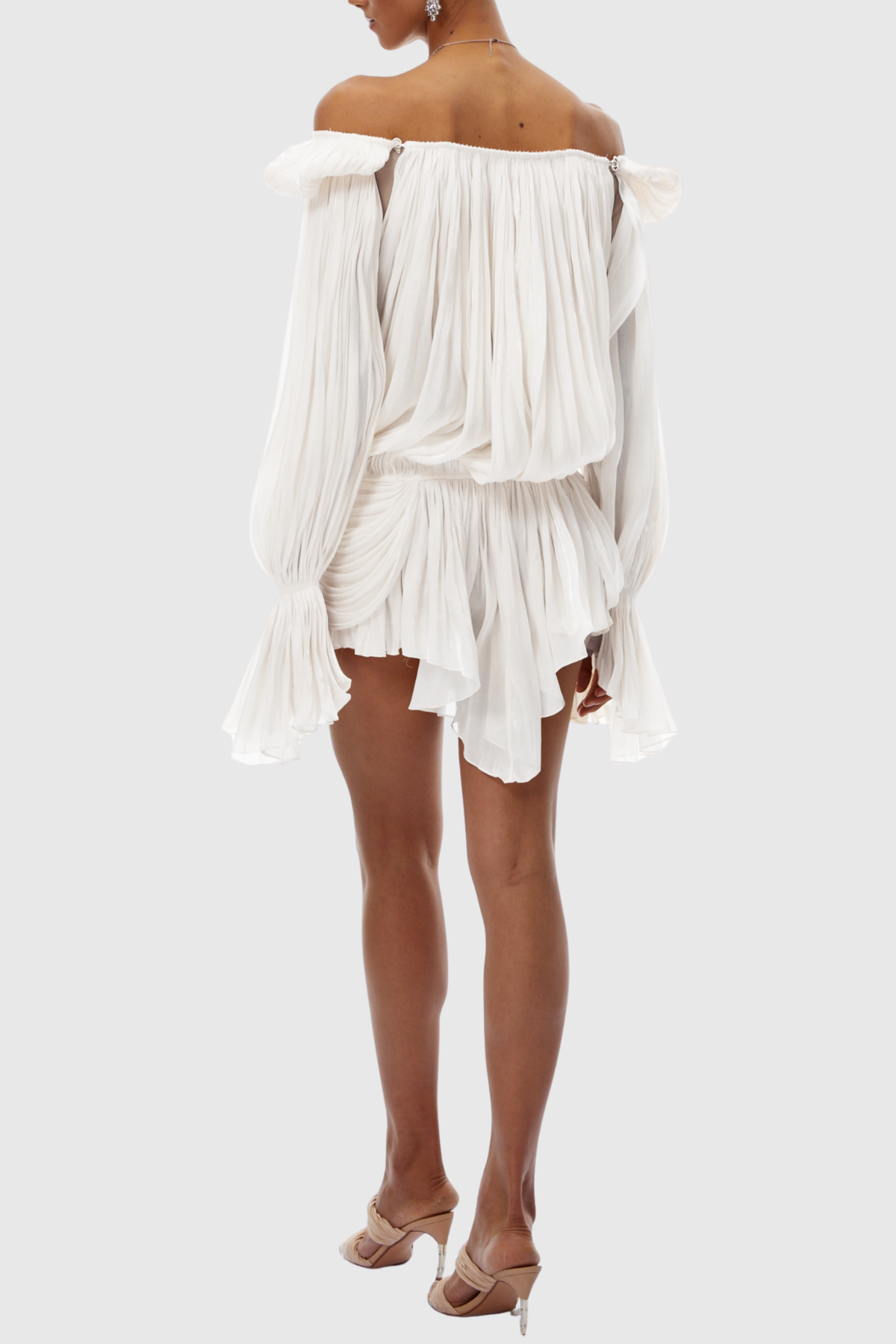 Nardeli Pleated Ruffle Mini Dress - White