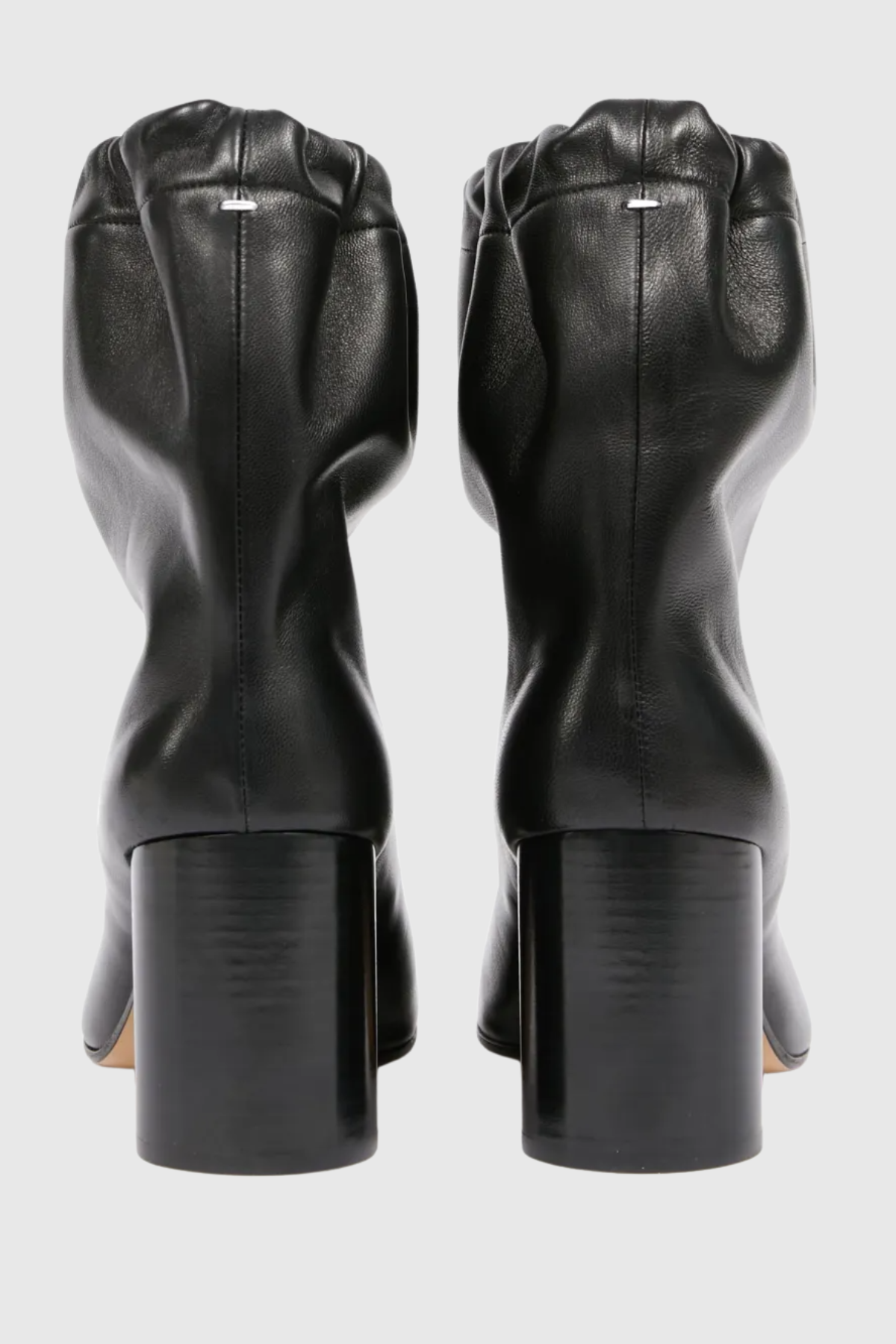 Nasima Drawstring Leather Ankle Boots - Black