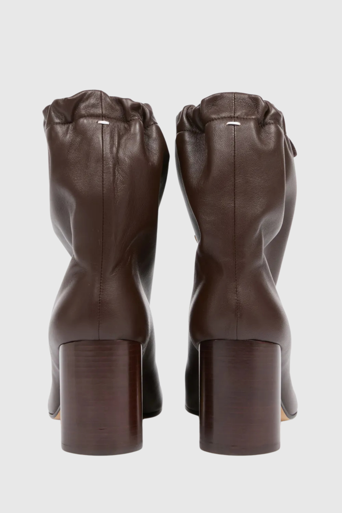 Nasima Drawstring Leather Ankle Boots - Brown