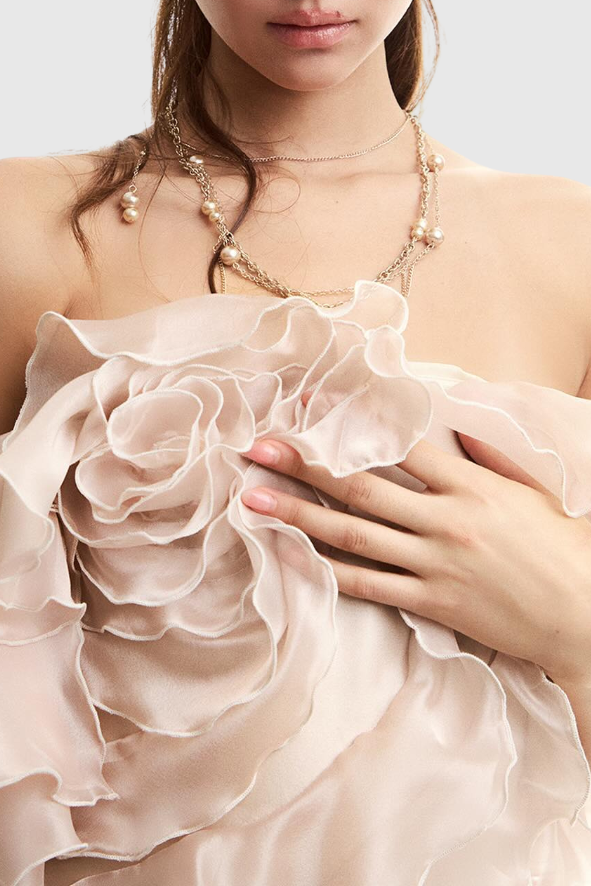 Nason Off Shoulder Ruffle Mini Dress - Beige
