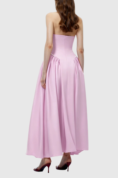 Natalia Pearl Trim Halter Maxi Dress - Pink