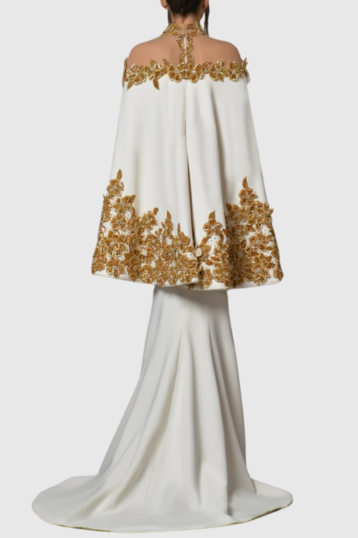 Nayana Sequin Cape Mermaid Maxi Dress