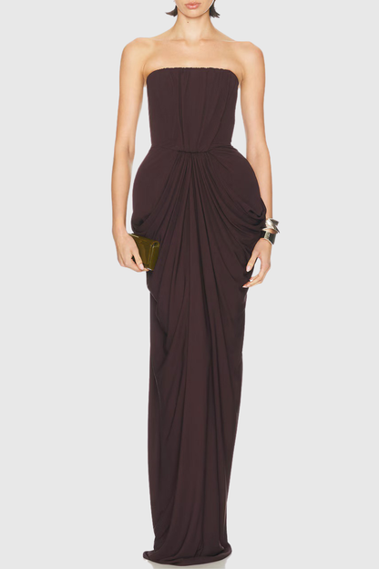 Neferta Strapless Ruched Maxi Dress