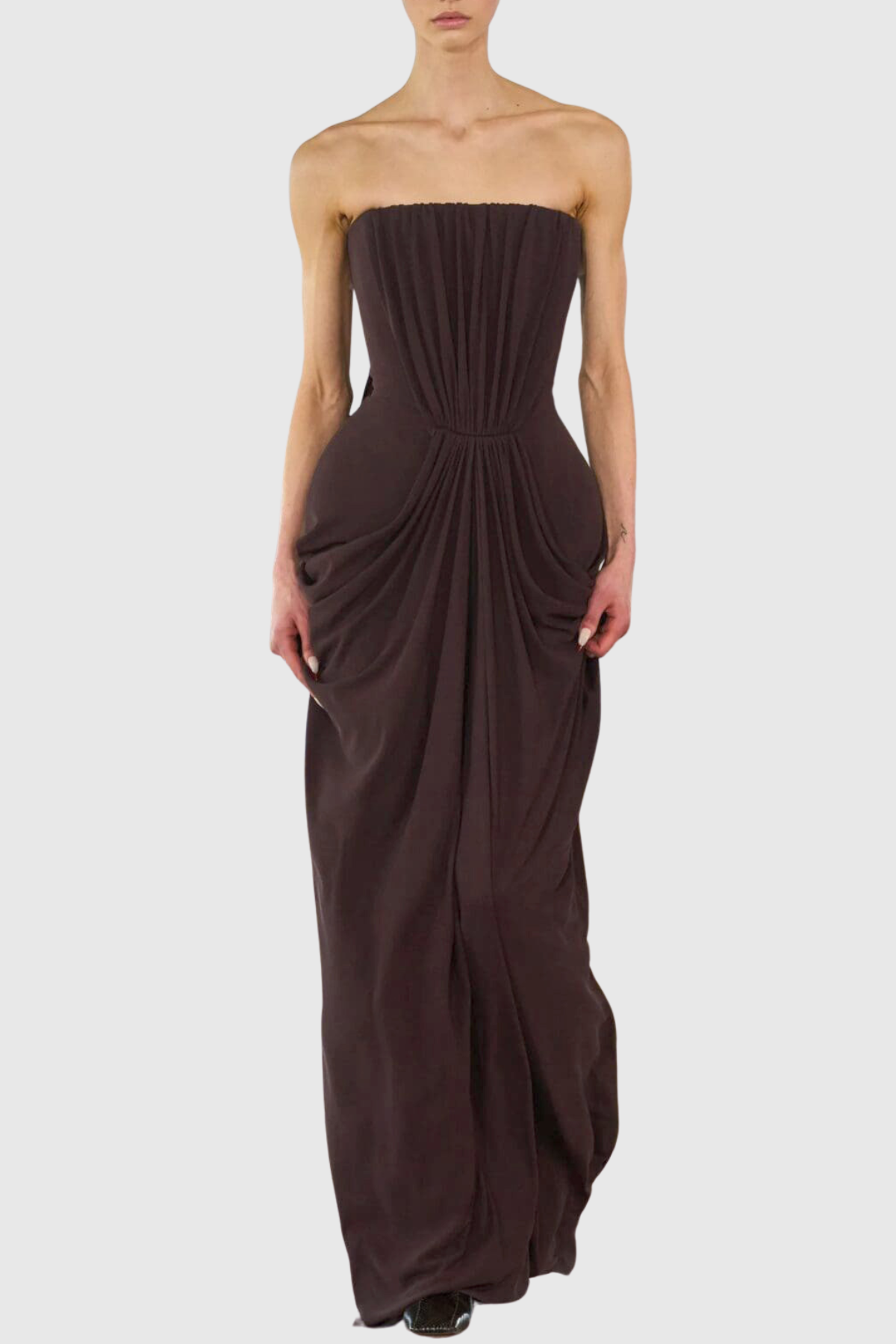 Neferta Strapless Ruched Maxi Dress