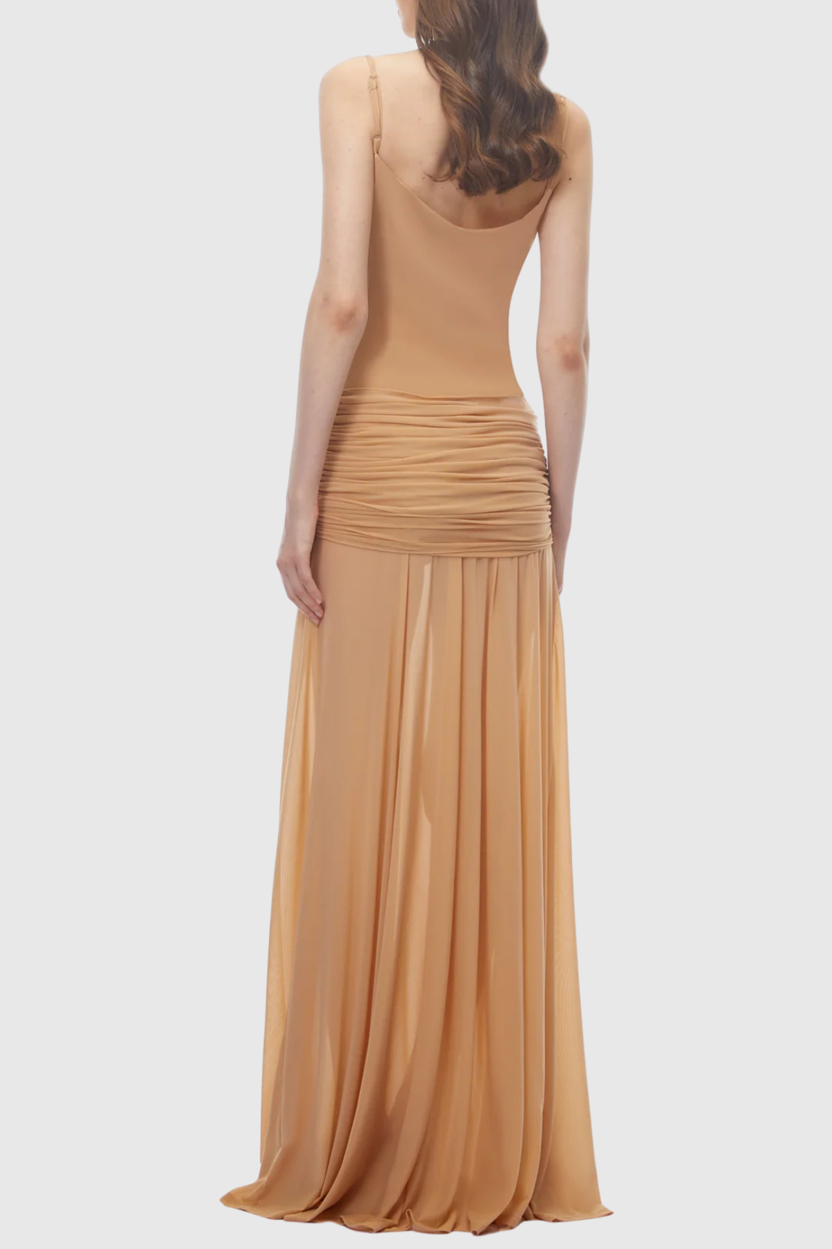 Neraos Draped Ruched Maxi Dress - Beige