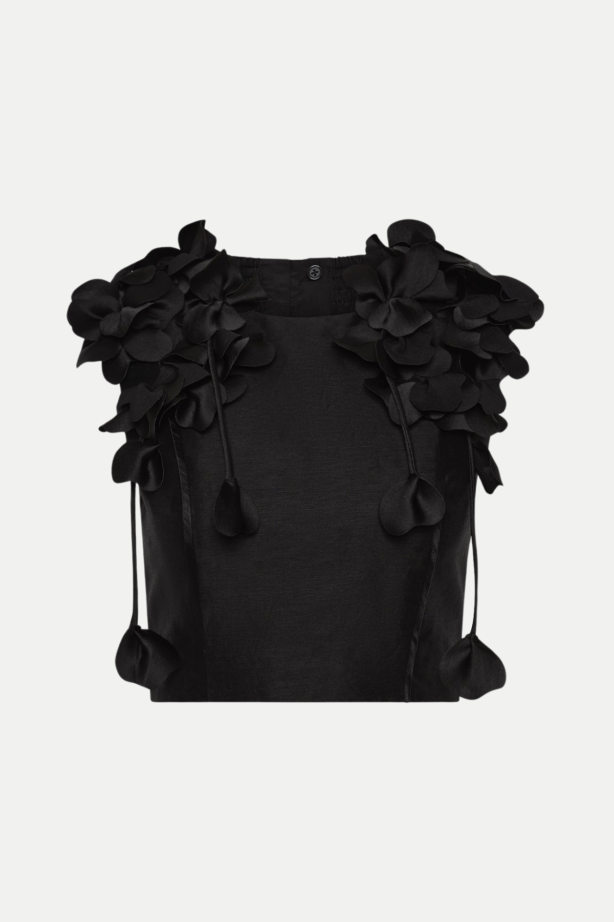 Nicao Floral Appliqué Top & Midi Skirt Set - Black