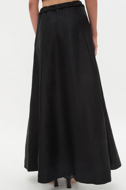 Nicao Floral Appliqué Top & Midi Skirt Set - Black