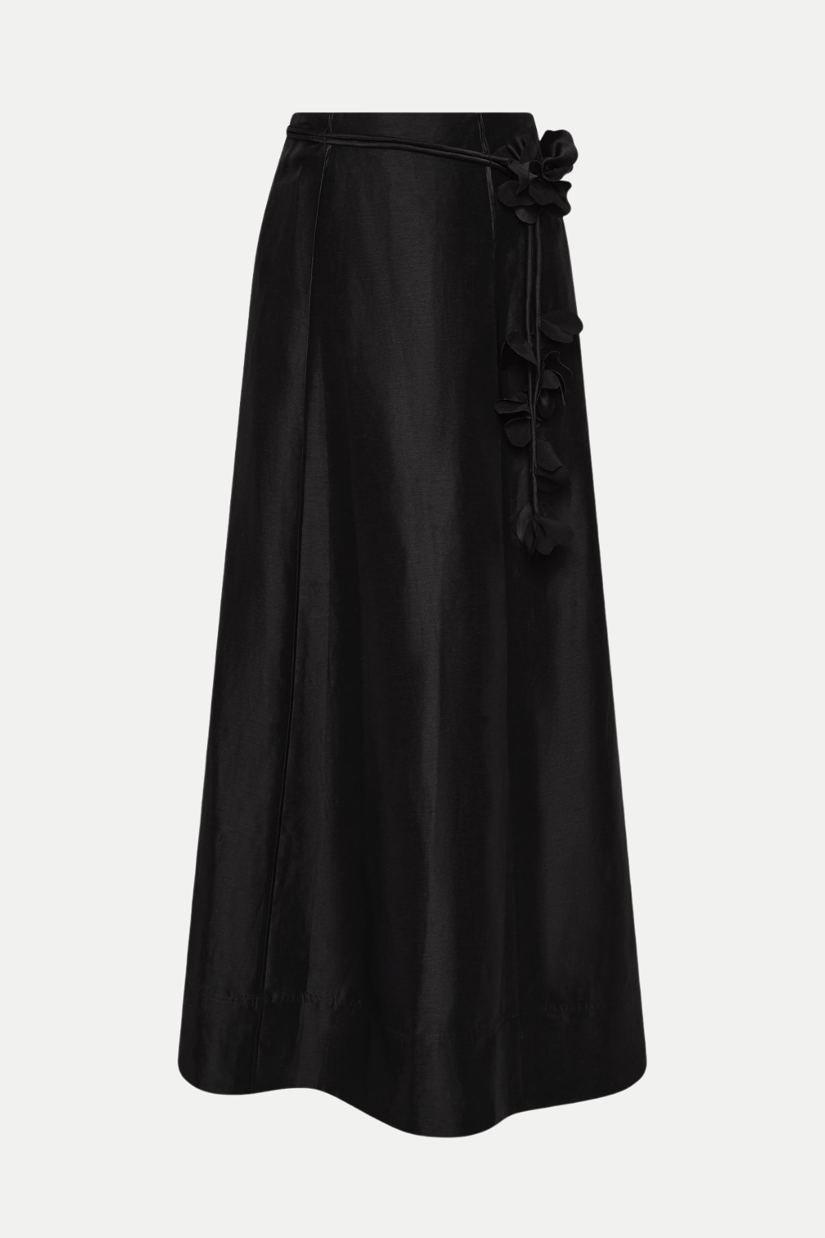 Nicao Floral Appliqué Top & Midi Skirt Set - Black