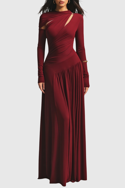 Nicola Asymmetric Cutout Ruched Maxi Dress