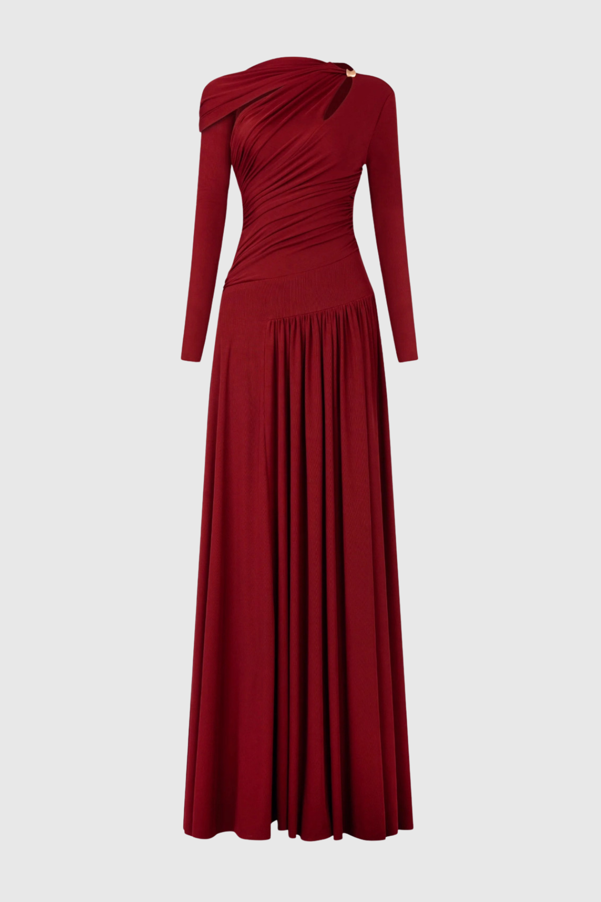 Nicola Asymmetric Cutout Ruched Maxi Dress