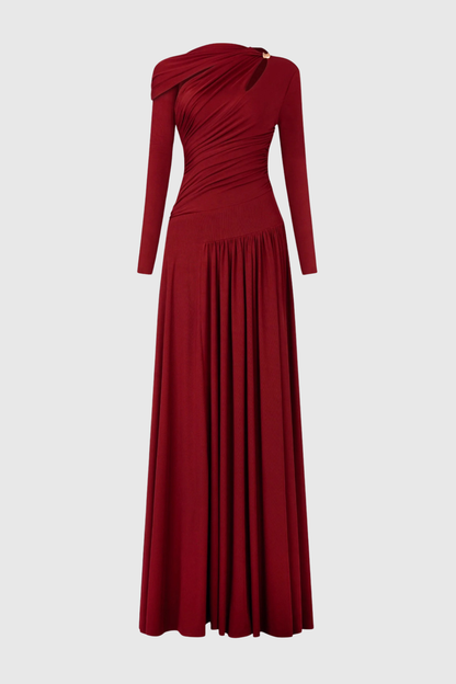 Nicola Asymmetric Cutout Ruched Maxi Dress