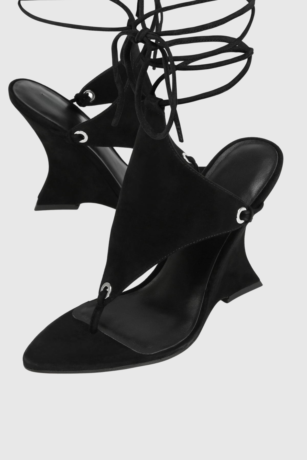 Nicoya Lace Up Wedge Sandals - Black
