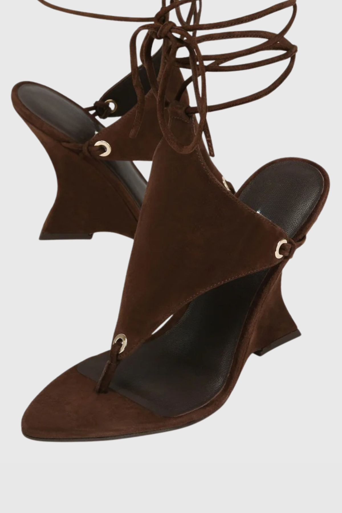 Nicoya Lace Up Wedge Sandals - Brown
