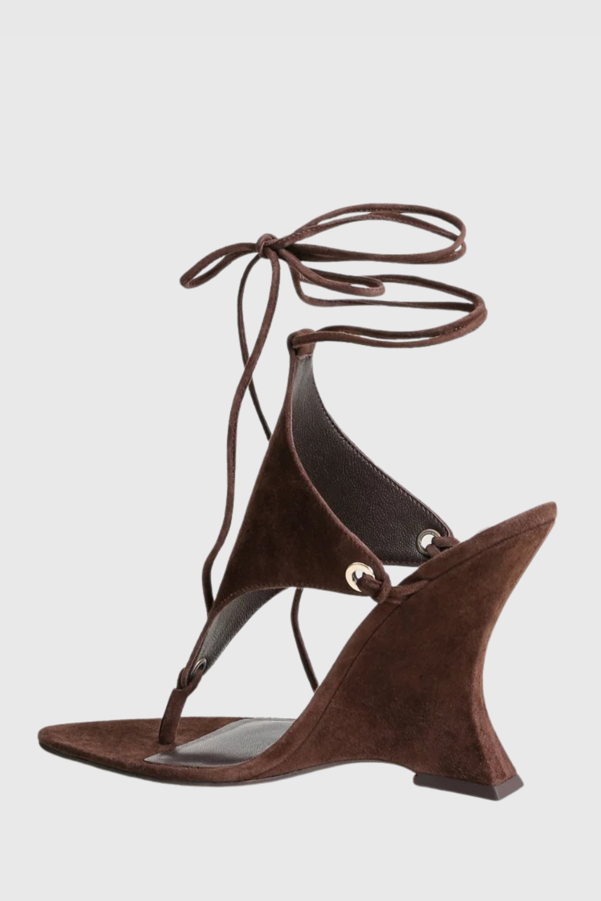 Nicoya Lace Up Wedge Sandals - Brown