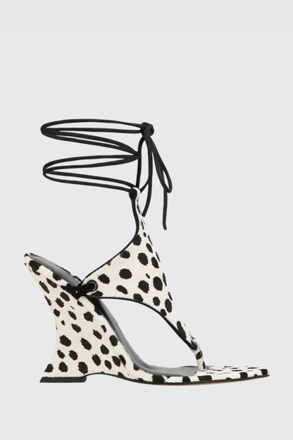 Nicoya Lace Up Wedge Sandals - White