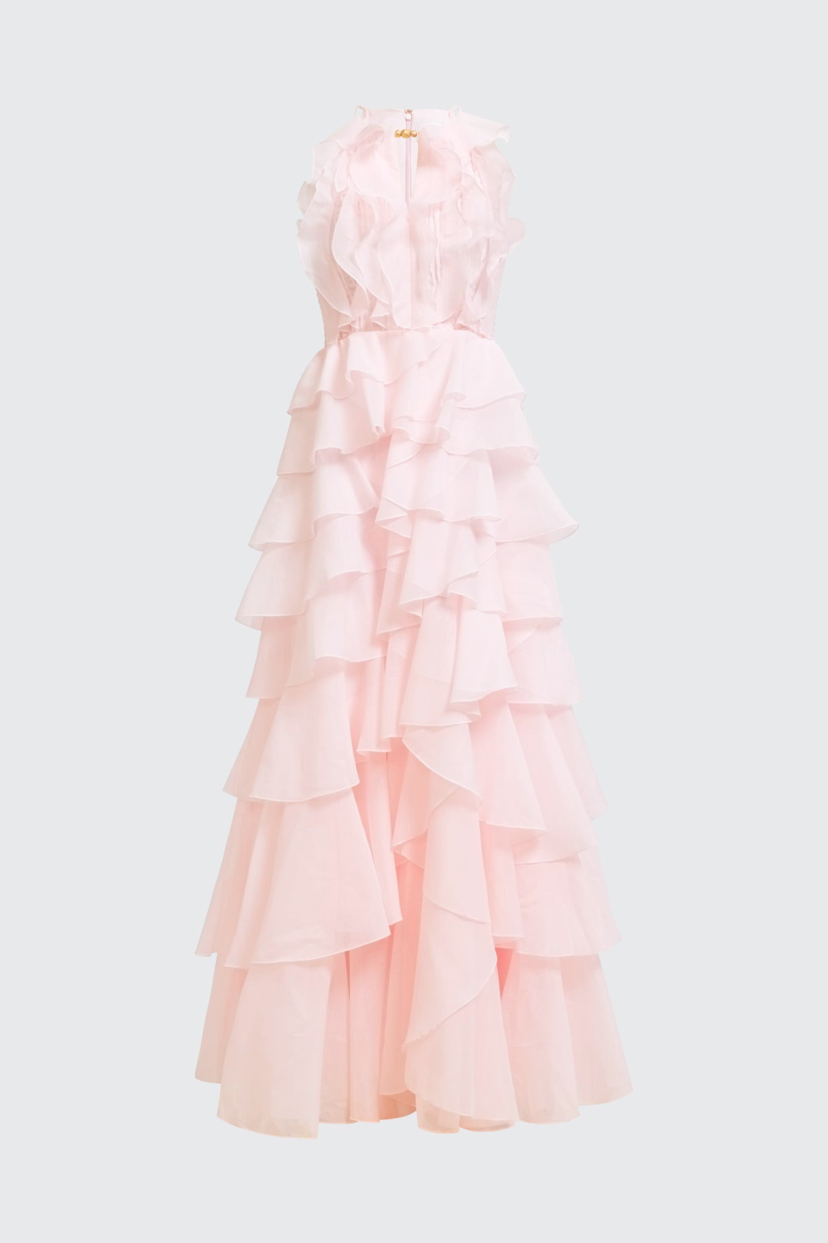 Nigella Halter Ruffle Maxi Dress - Pink