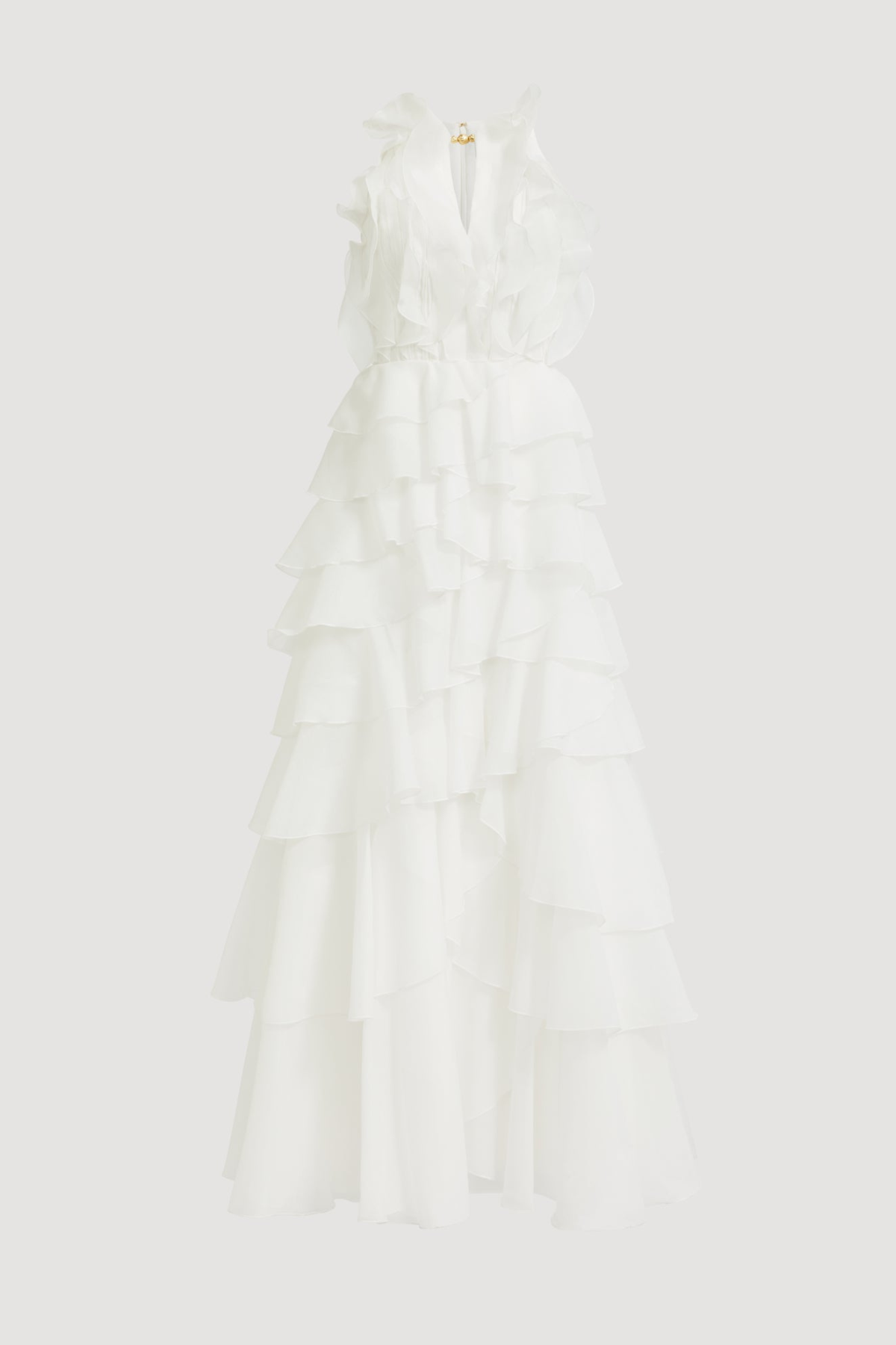 Nigella Halter Ruffle Maxi Dress - White