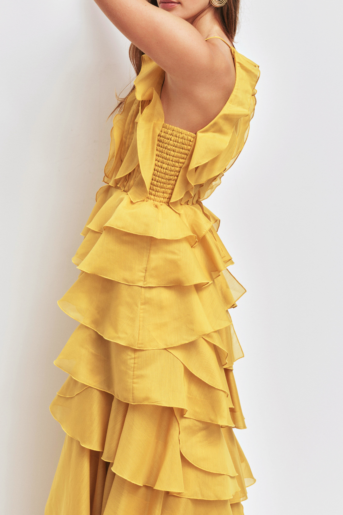 Nigella Halter Ruffle Maxi Dress - Yellow