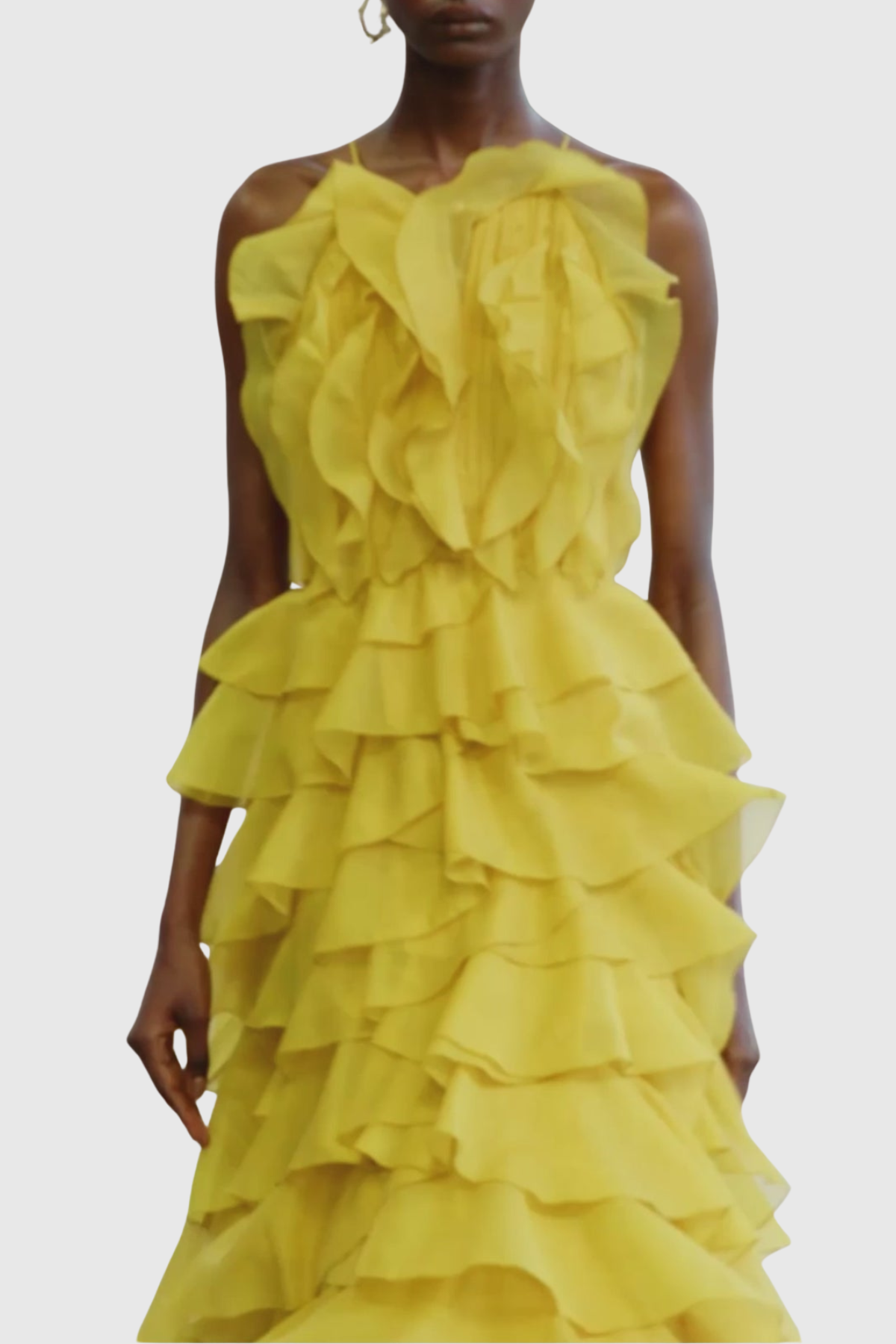 Nigella Halter Ruffle Maxi Dress - Yellow
