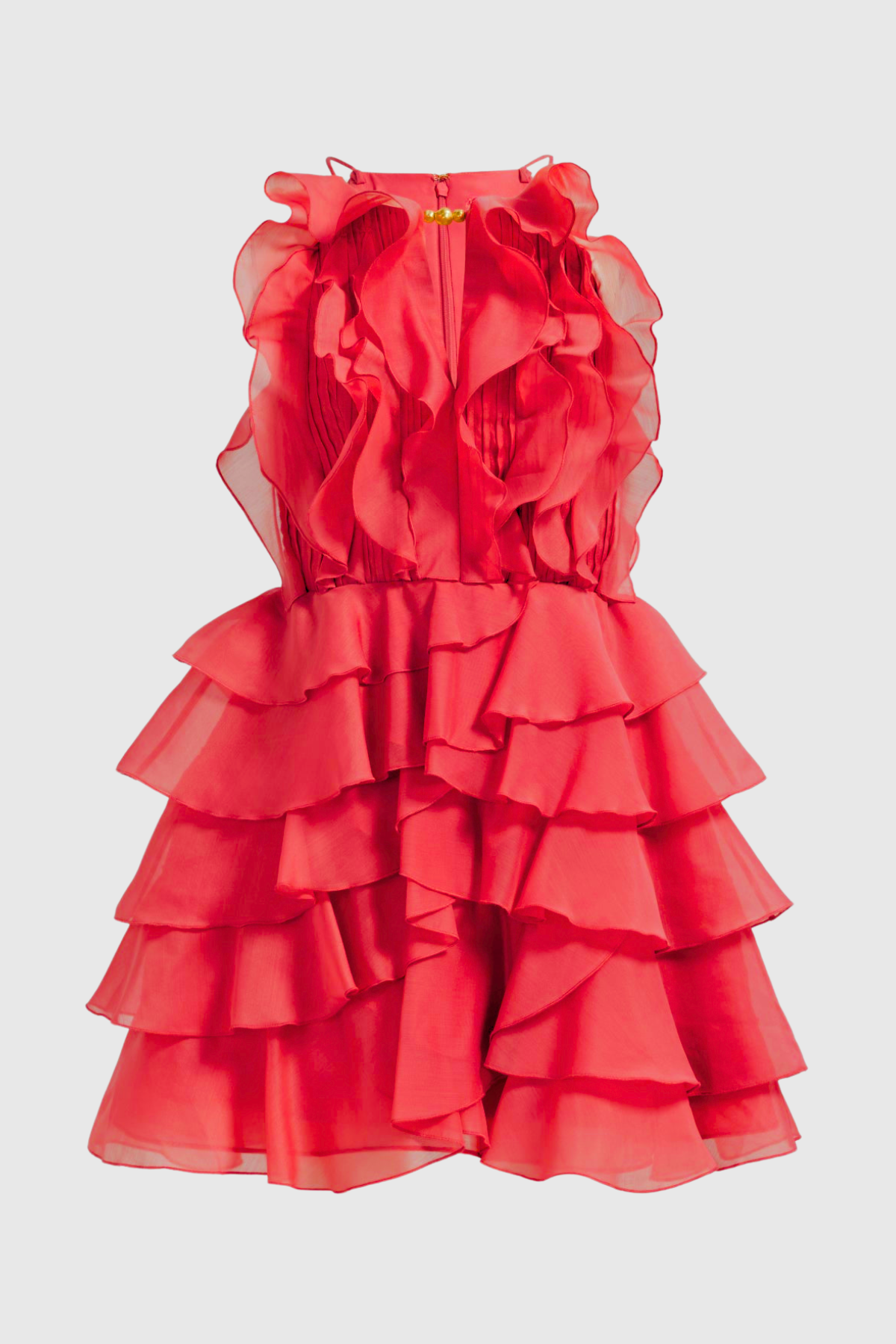 Nigella Halter Ruffle Mini Dress - Red