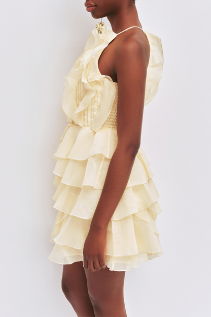 Nigella Halter Ruffle Mini Dress - Yellow