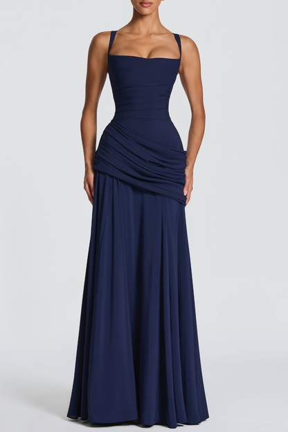Nikoa Ruched Maxi Dress - Navy