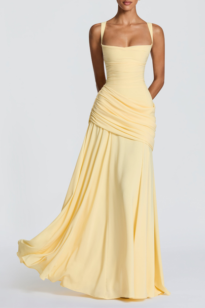 Nikoa Ruched Maxi Dress - Yellow