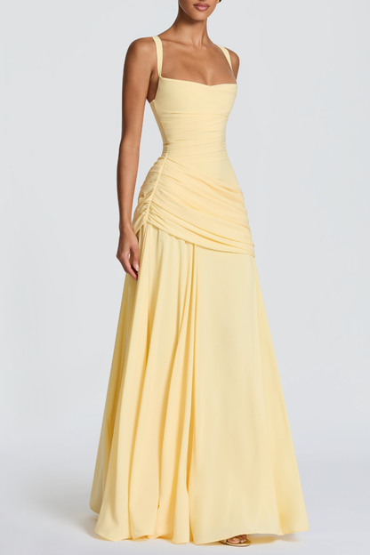 Nikoa Ruched Maxi Dress - Yellow