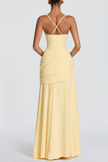 Nikoa Ruched Maxi Dress - Yellow