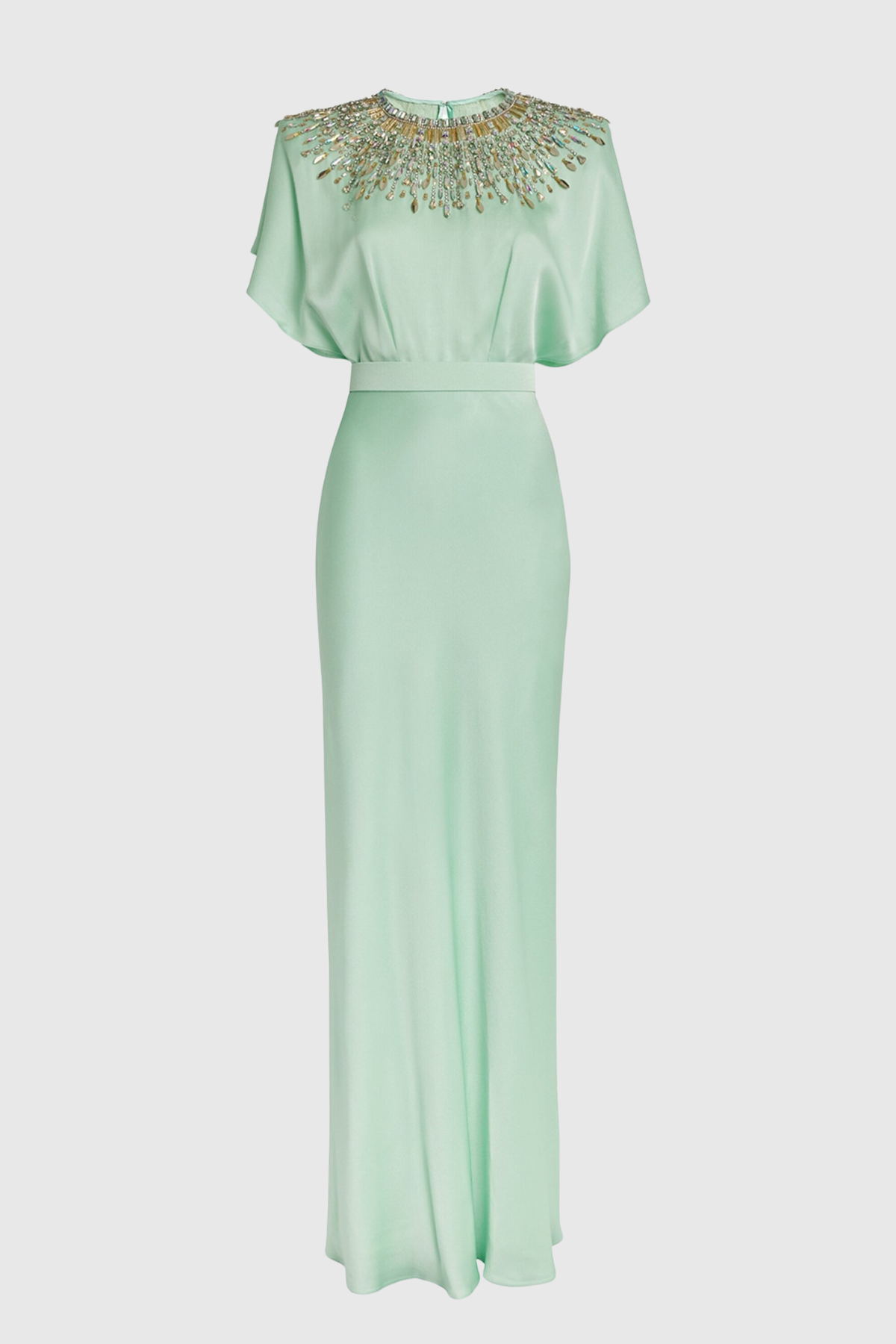 Nikola Sequin Embellished Satin Maxi Dress - Mint
