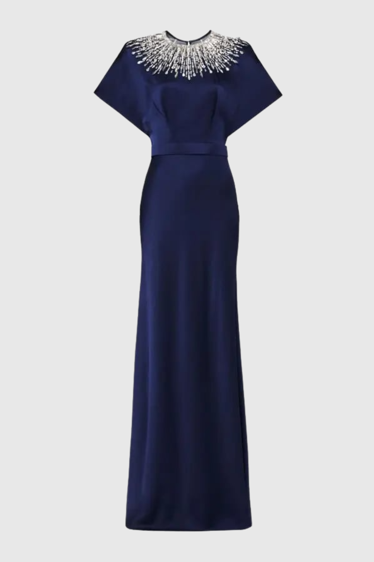 Nikola Sequin Embellished Satin Maxi Dress - Navy