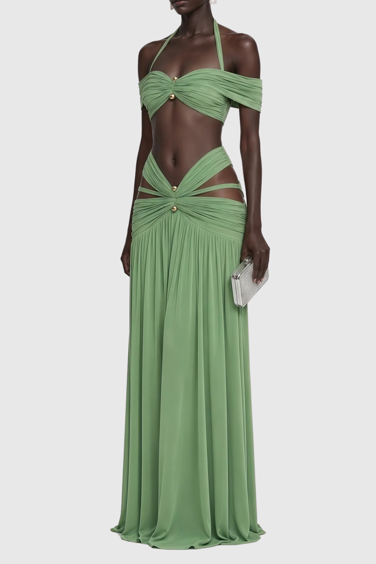 Nirvana  Halter Top & Maxi Skirt Set - Green