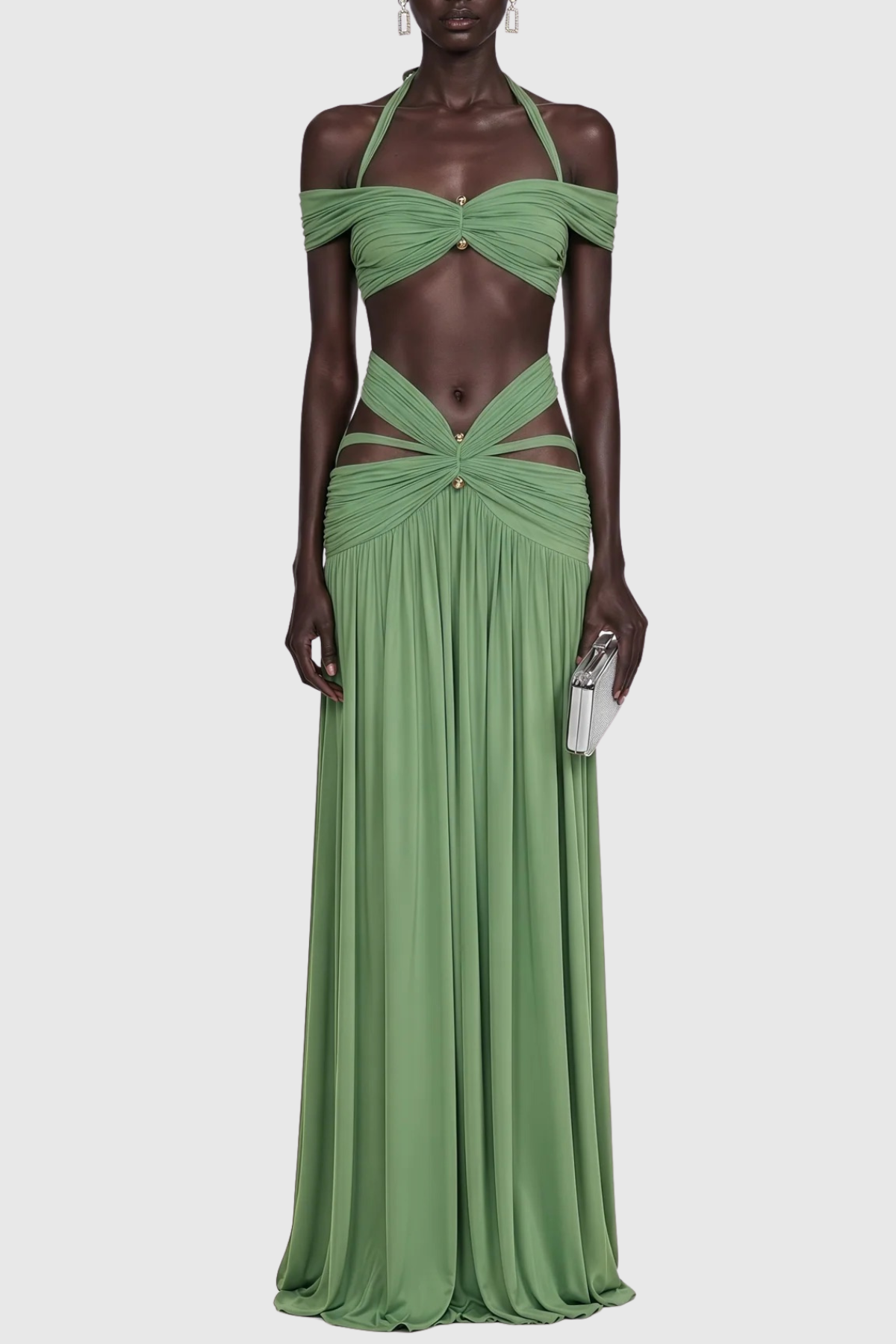 Nirvana  Halter Top & Maxi Skirt Set - Green