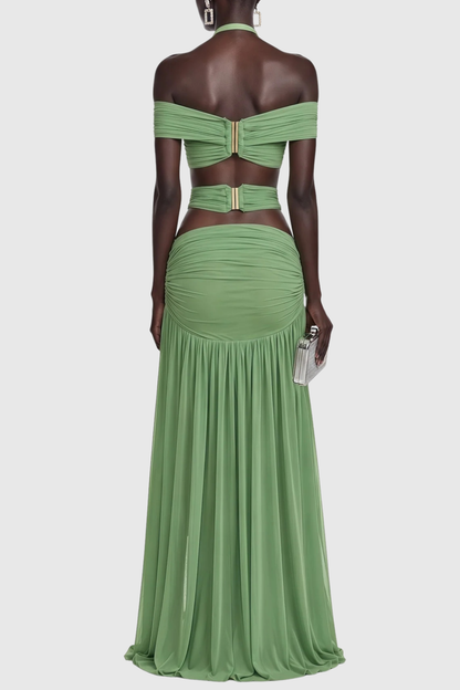 Nirvana  Halter Top & Maxi Skirt Set - Green