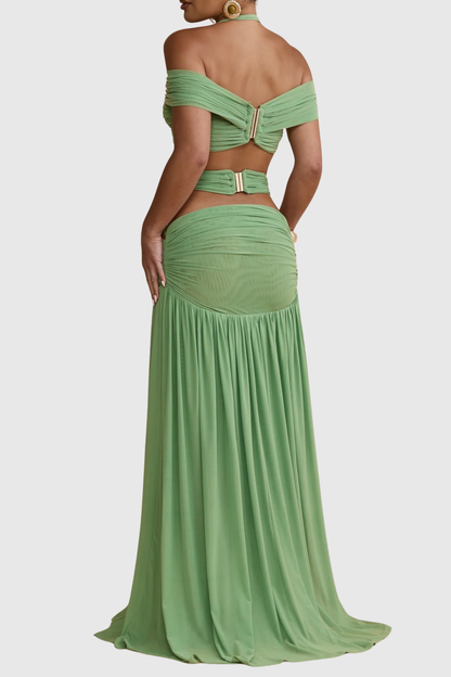 Nirvana  Halter Top & Maxi Skirt Set - Green