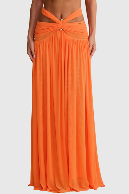 Nirvana  Halter Top & Maxi Skirt Set - Orange