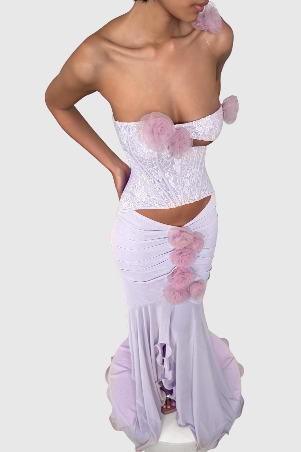 Nixa Floral Corset Cutout Maxi Dress