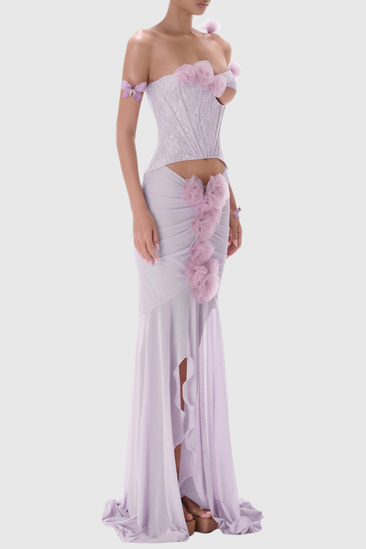 Nixa Floral Corset Cutout Maxi Dress
