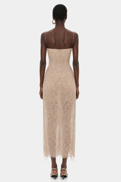 Nixia Floral Lace Corset Midi Dress