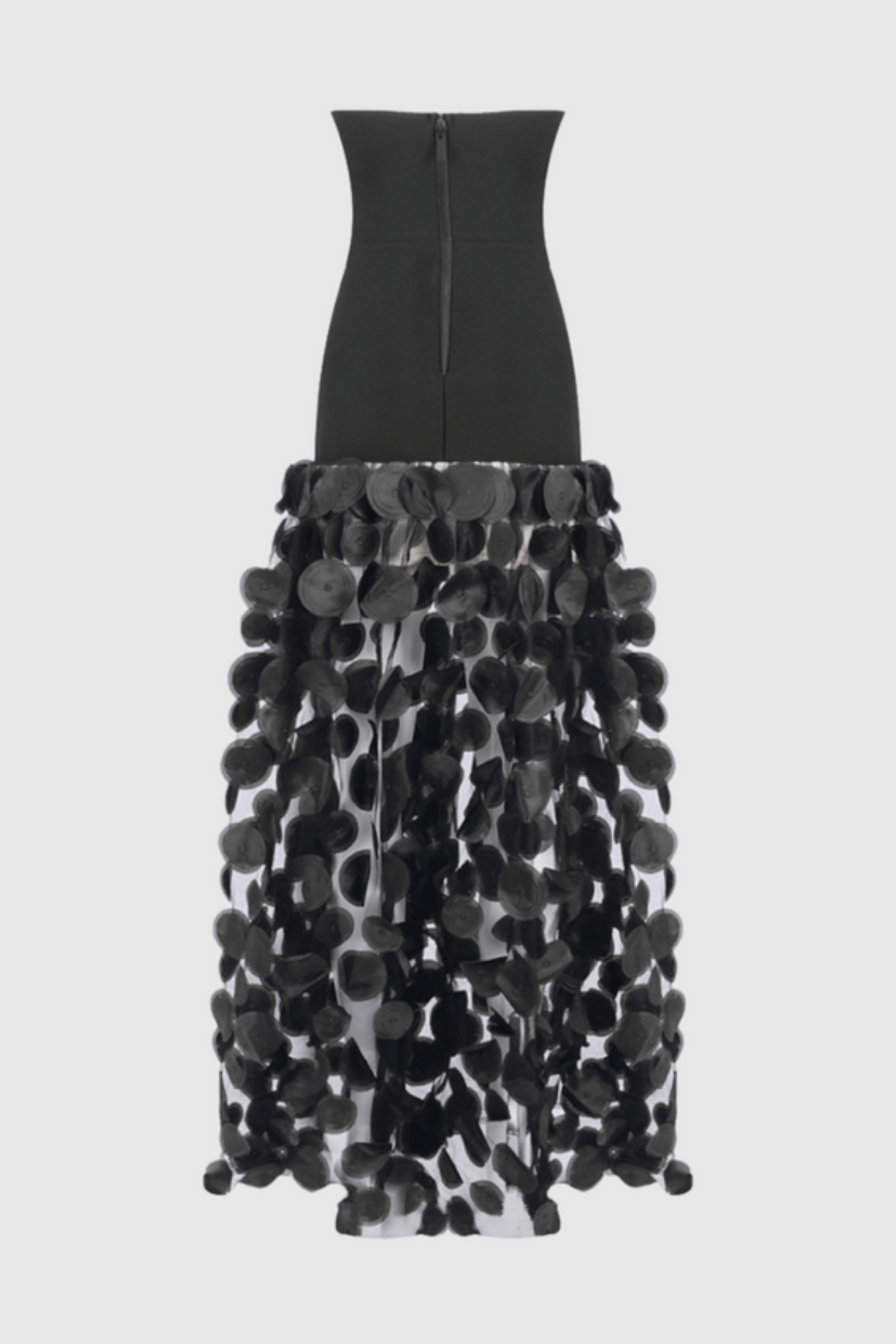 Nodin Strapless Dot Mesh Maxi Dress - Black