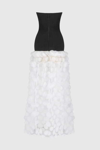 Nodin Strapless Dot Mesh Maxi Dress - White