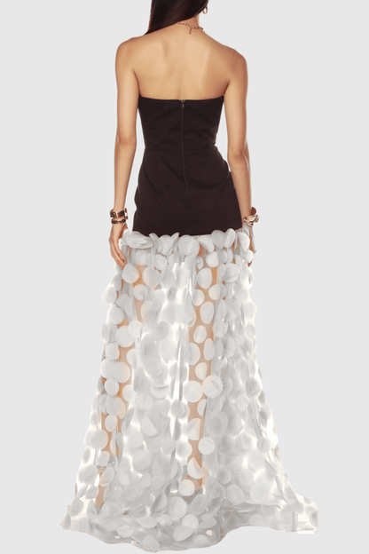 Nodin Strapless Dot Mesh Maxi Dress - White