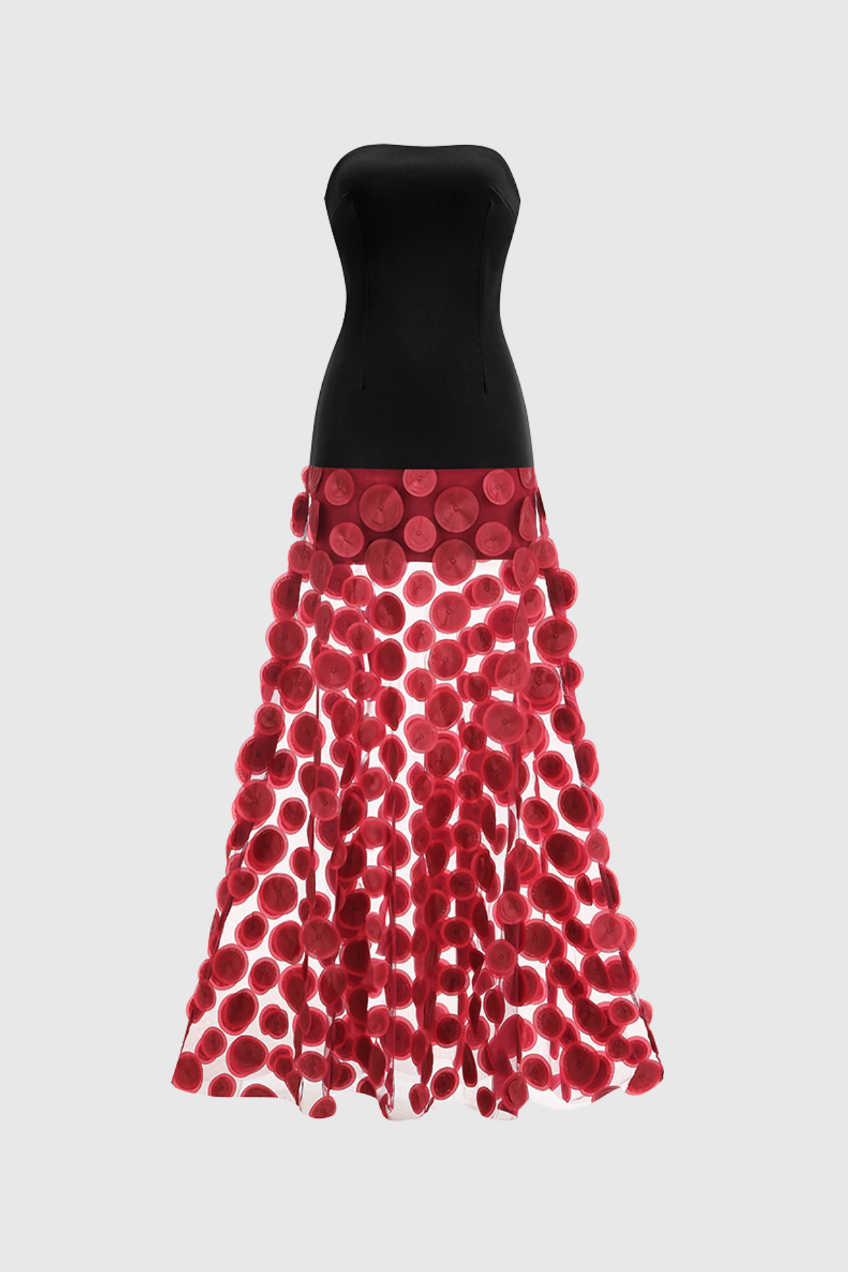Nodin Strapless Dot Mesh Maxi Dress - Wine