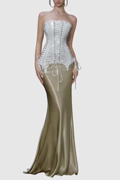 Noelani Sequin Lace Up Corset