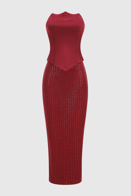 Nomi Crystal Embellished Corset & Maxi Skirt Set